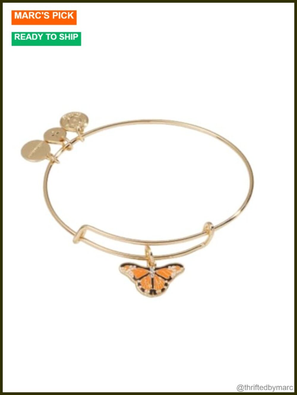 Expandable Butterfly Charm Bangle with Crystal Details